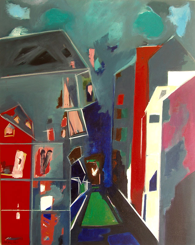 ciudad 1 acrilico tela 81x100