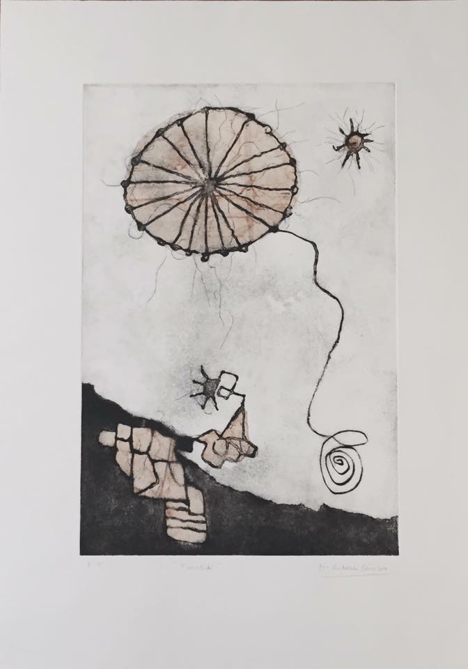n1 el parasol. aguatinta y fondino. 50x70cm